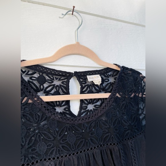Anthropologie black top with lace detailing. Size small. - Picture 3 of 7